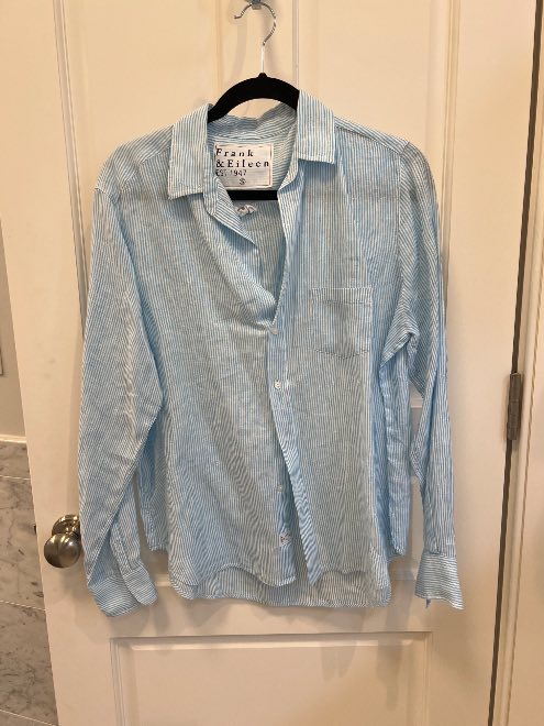 Eileen, Relaxed Button-Up Shirt, Blue Stripe – ReLoved by Frank