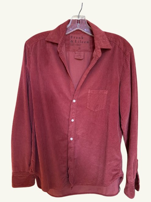 Eileen, Relaxed Button-Up Shirt, Orange Corduroy – ReLoved by